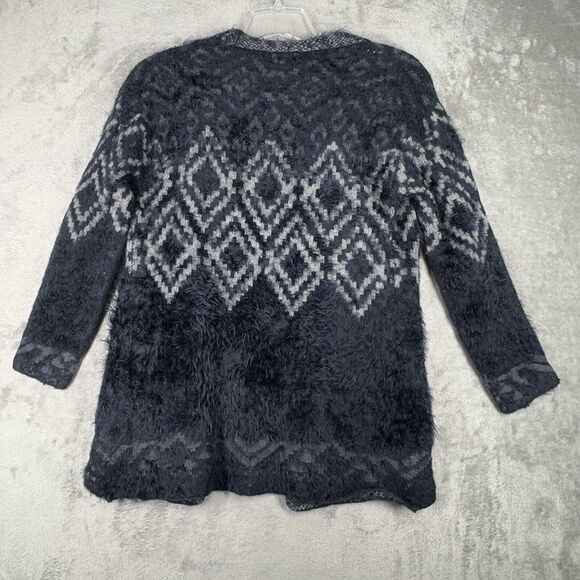 Eddie Bauer Sweater Women Small Gray Geometric Open Cardigan Neutral Minimalist - Picture 3 of 9